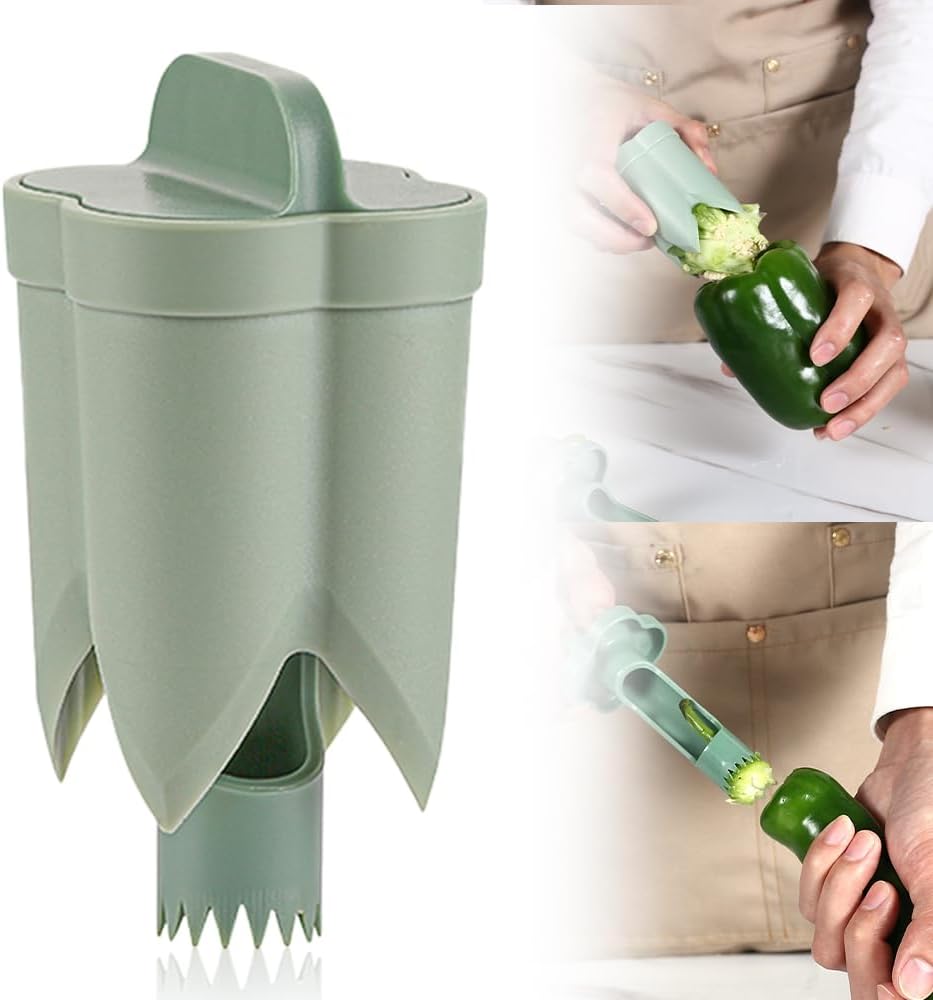 2025 Upgraded 2-In-1 Pepper Seed Corer Remover - Fruit & Vegetable Corers for Effortless, Hassle-Free Kitchen Prep, Kitchen Gadgets 2025 for Bell Pepper Jalapeno Bitter Melon Corers